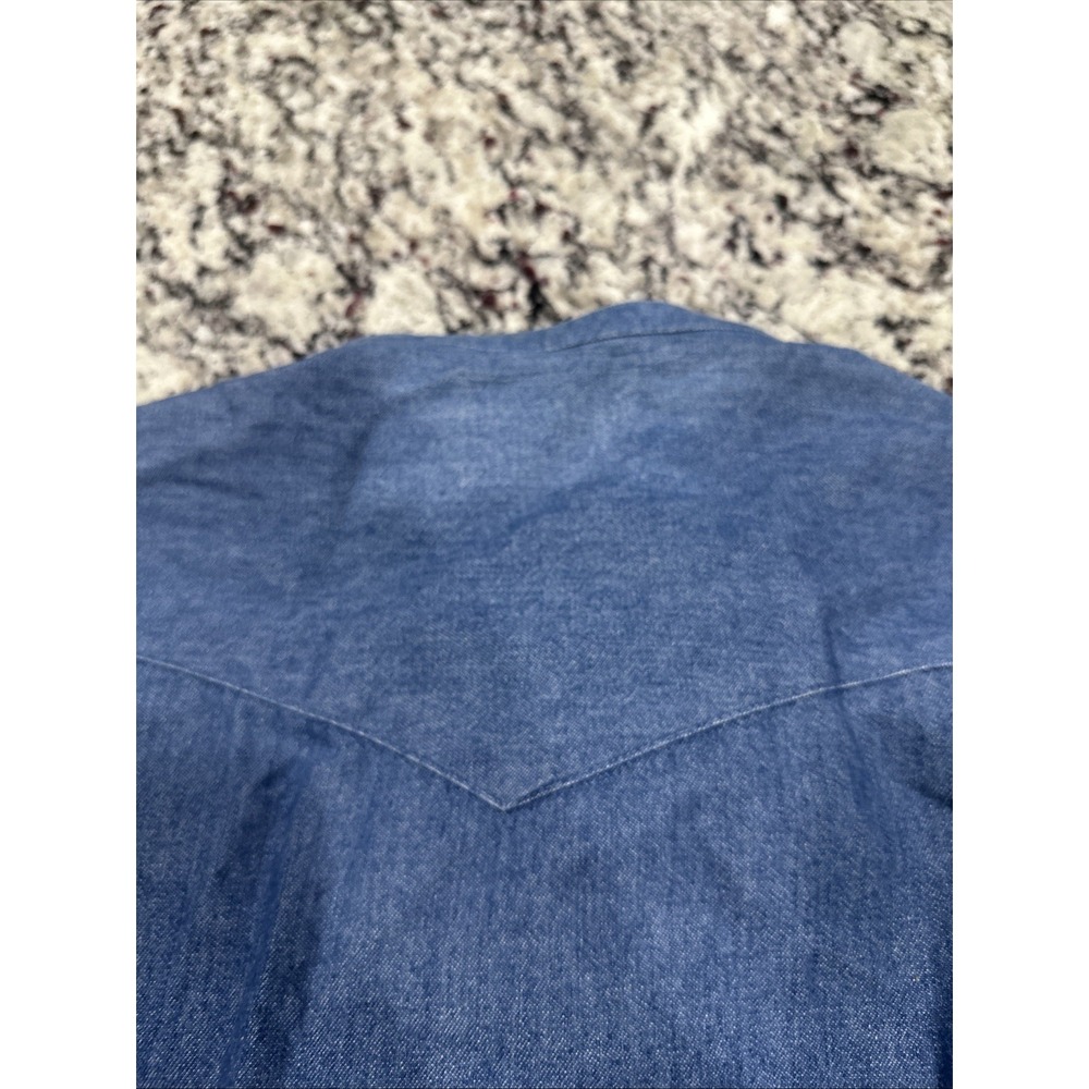 Vtg Mens 16 1/2-35 - WRANGLER X-Long Tails Western Cowboy Denim Jean Shirt - Picture 11 of 11